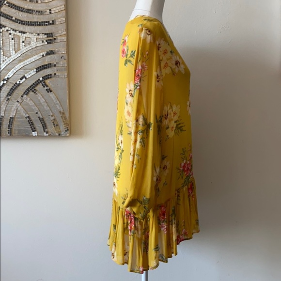 Zara Womens Dress Top Yellow Floral Long Top Dress - Picture 4 of 7